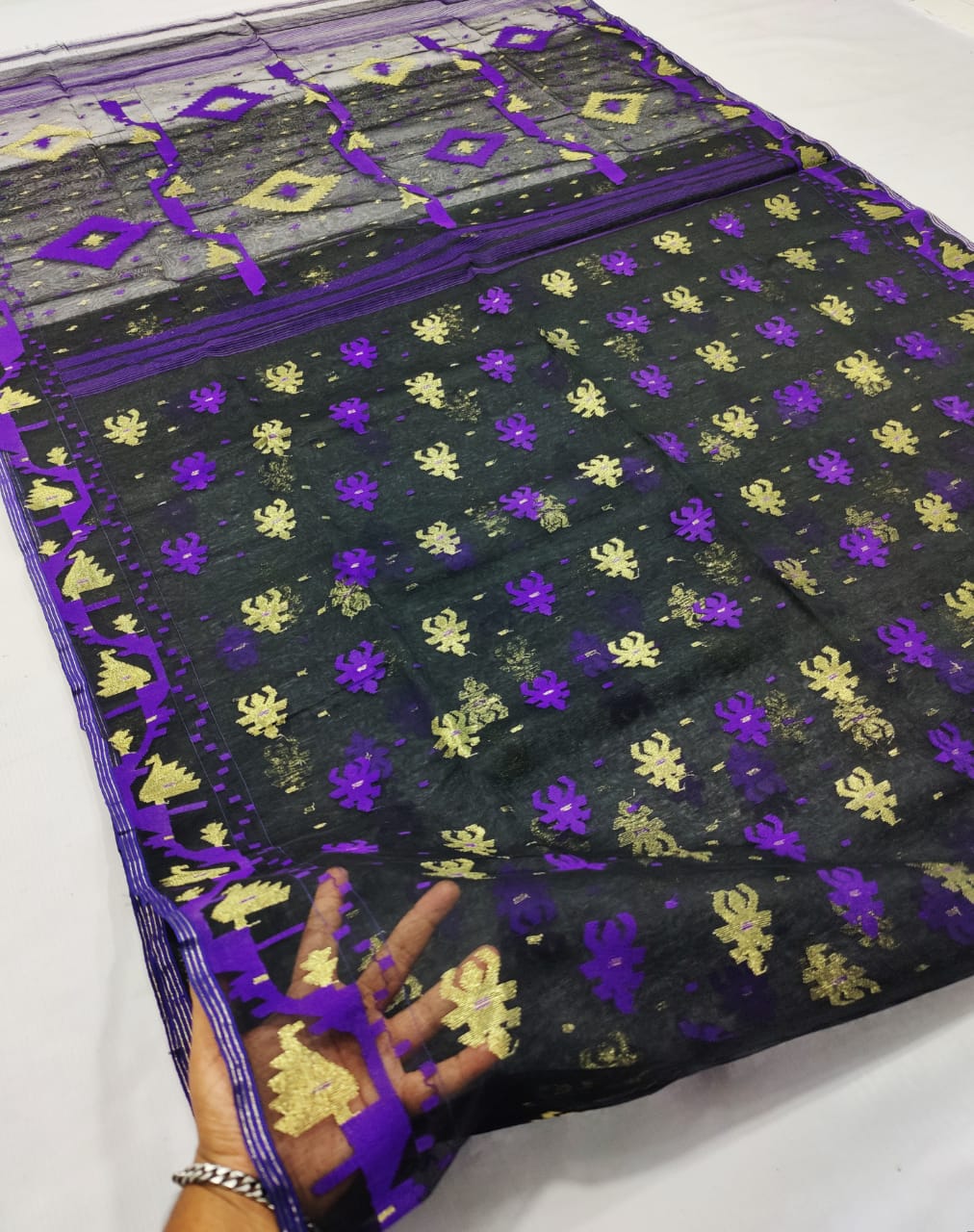 Jamdani Sharee Black And Nevy Blue