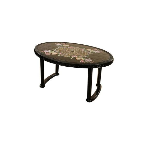 6 Seated Deluxe Table-Print Black Flower (Pl/L)