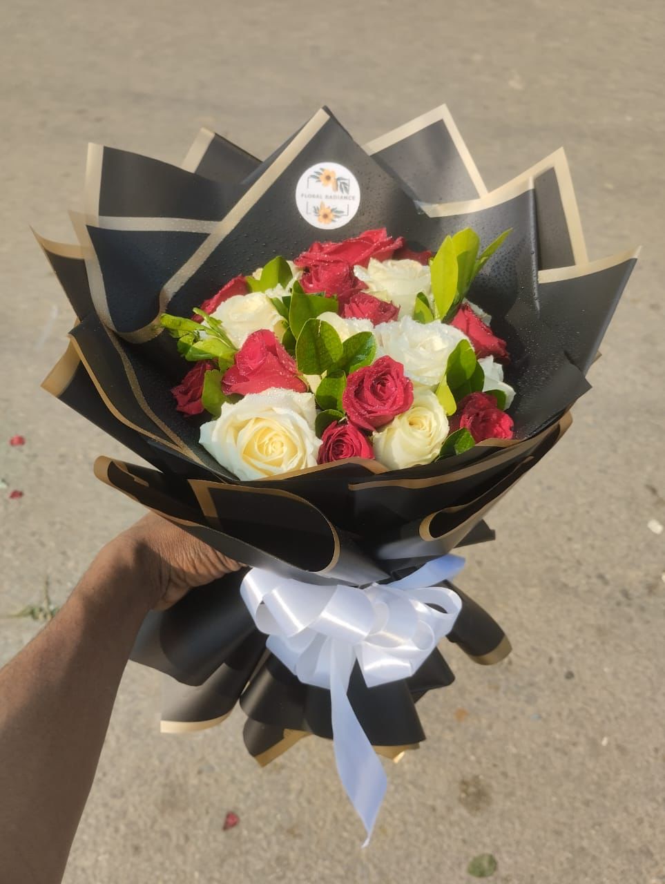 White Red Rose Bouquet