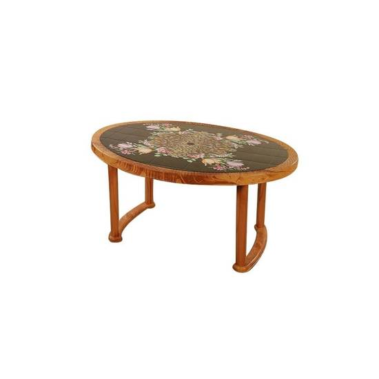 6 Seated Deluxe Table-Print S/W Flower (Pl/L)-TEL